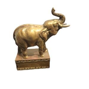 Brass Elephant Sculpture on Stand Decorative Weighted Mounted